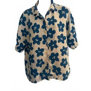 TOAST floral viscose linen button shirt oversized 12